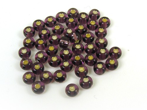 Roccailles, 4 mm, lila mit Silbereinzug