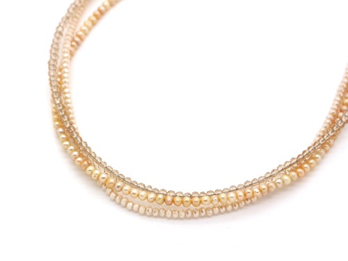 Halskette 3-teilig, 400-450 mm, creme/rosé