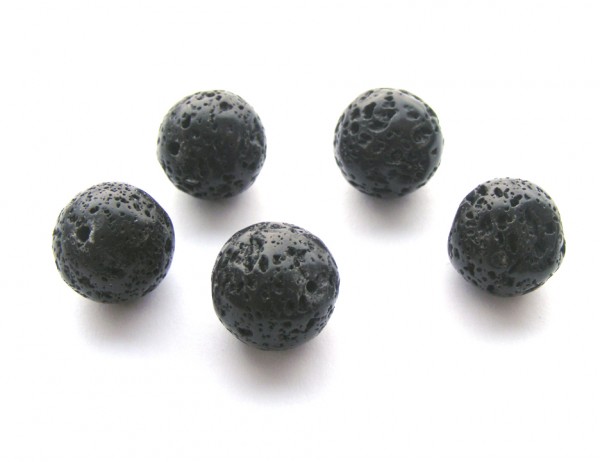 1 Strang Lava, Kugel, 14 mm, schwarz