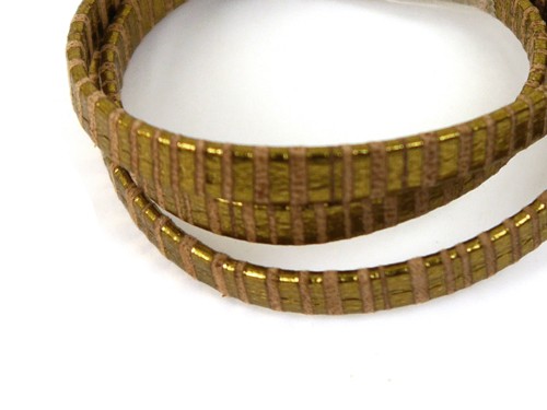 Lederband, 10 cm, 5 mm, gold gemustert