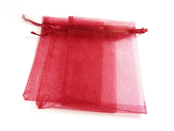 10 Schmuckbeutel Organza, rot, klein