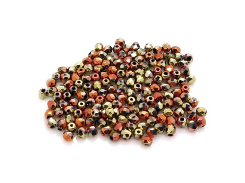 Glasschliffperlen, 3 mm, 6 g, gold-kupfer