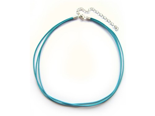 Lederkette dreireihig, 35 cm, türkis/petrol