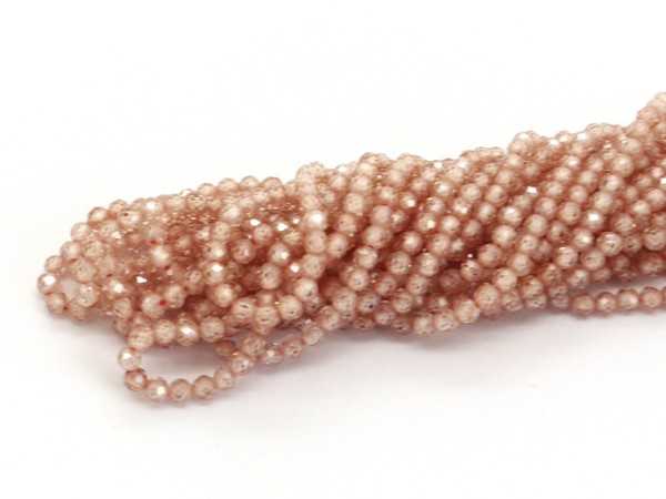 1 Strang facettierte Zirkonia, 3 mm, rund, Nude