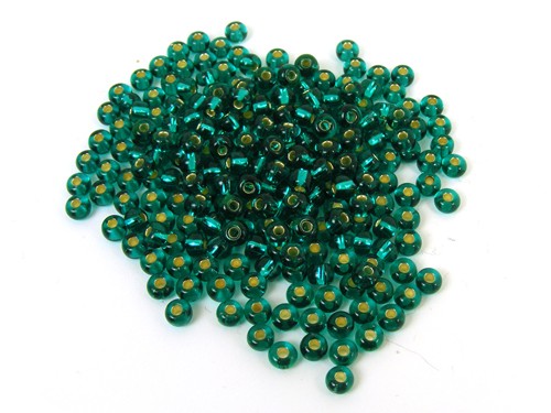 Roccailles, 4 mm, petrol mit Silbereinzug