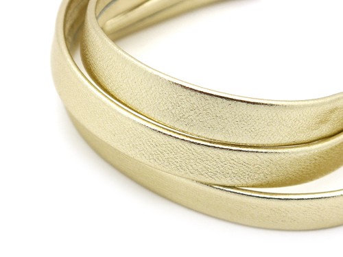 Lederband, 10 cm, 10 mm, platingold metallic