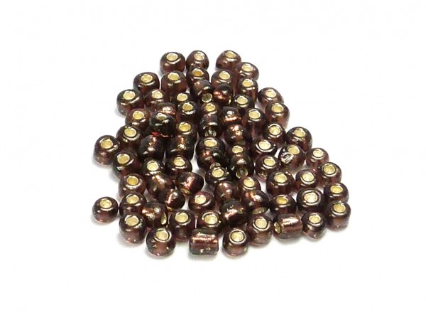 Roccailles, 4 mm, aubergine mit Silbereinzug