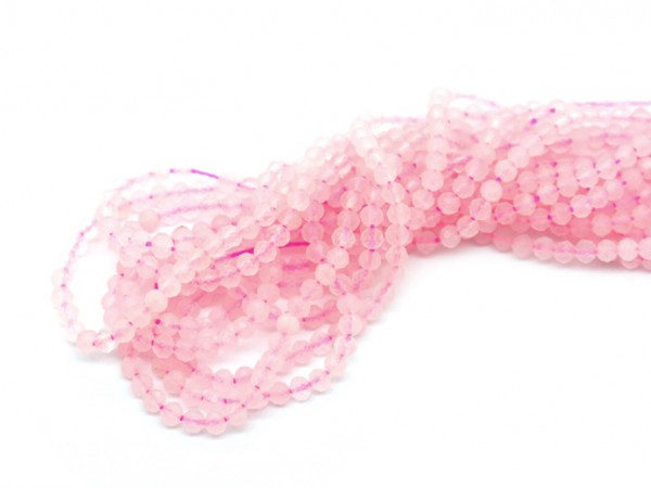 1 Strang Rosenquarz, 3,5 mm, leicht rosa
