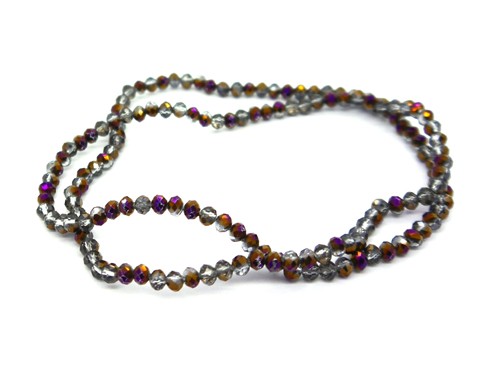 1 Strang Glasschliffperlen, 4 mm, bronze-lila irisierend