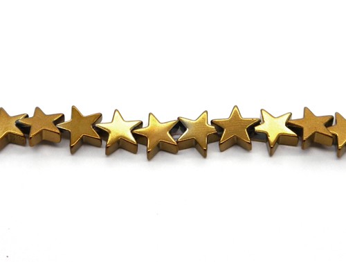 1 Strang Hämatit, Sterne, 10 mm, gold