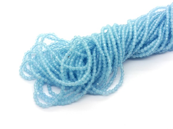 1 Strang Glasschliffperlen, 2 mm, hellblau