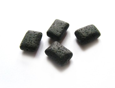 1 Strang Lava, Rechteck, 14 mm, schwarz