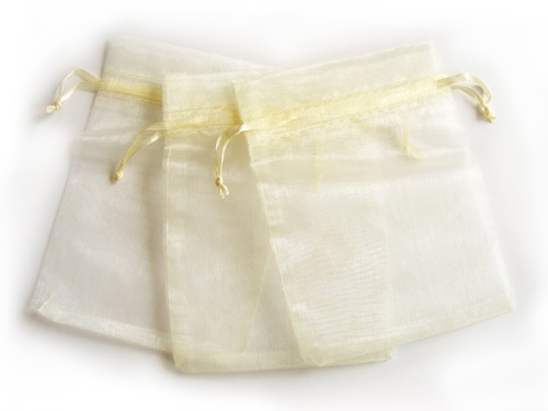 10 Schmuckbeutel Organza, vanille, klein