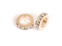 Strass Rondell, 10 mm, rosegold/transp. Strass Rondell, 10 mm, rosegold/transp.