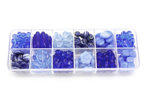 Perlen-Set, Glas, blau