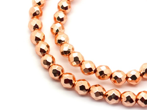 1 Strang Hämatit, 6 mm, rosé-vergoldet