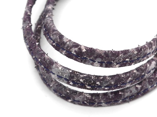 Lederband, 10 cm, 5 mm, lila gemustert