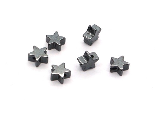 1 Strang Hämatit, Sterne, 6 mm, anthrazit