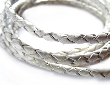 Lederband, 1 m, 3 mm, weiß