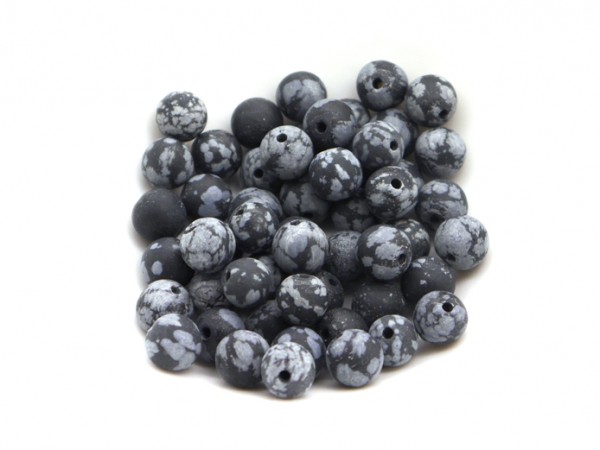 Obsidian, Kugel, 6,5 mm, schwarz/grau