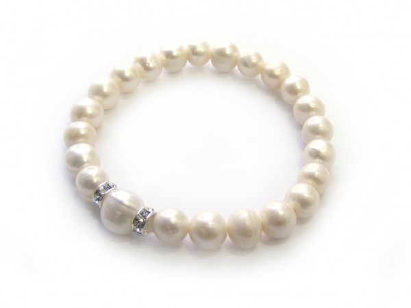 Gummizugarmband Süßwasserperlen 19,50 cm