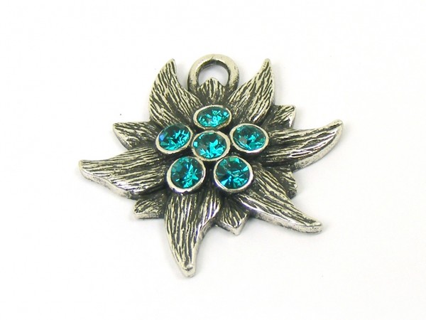 Edelweiß mit Swarovski®, 24 mm, petrol