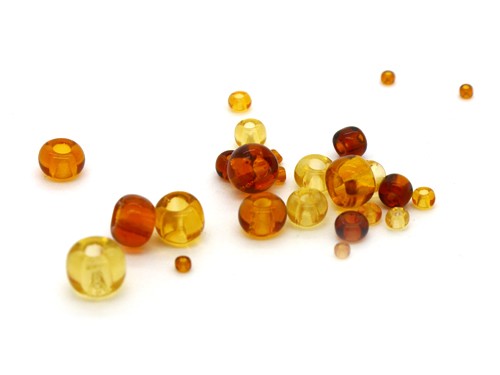 Perlen-Set, Glas, braun/gelb