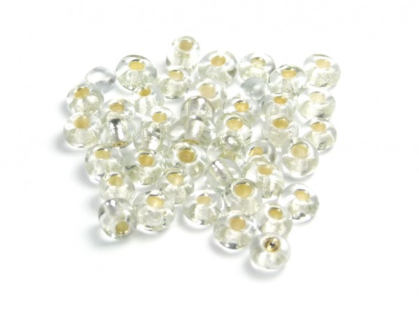 Roccailles, 4 mm, transparent mit Silbereinzug