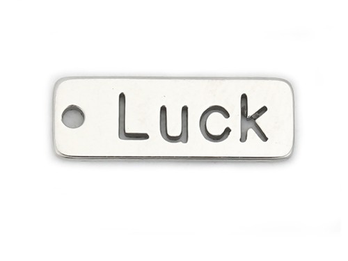 Anhänger/Charm "LUCK", 17 mm, Edelstahl