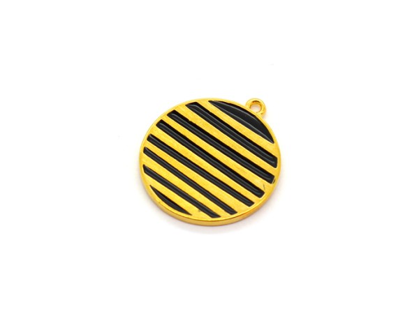 Anhänger Medaillon, 22 mm, gold/schwarz