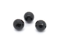 1 Strang Onyx Kugel, 8 mm, facettiert, schwarz, glanz 1 Strang Onyx Kugel, 8 mm, facettiert, schwarz, glanz