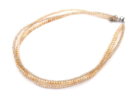 Halskette 3-teilig, 400-450 mm, creme/rosé