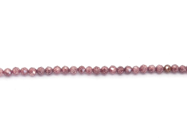 1 Strang facettierte Zirkonia, 3 mm, rund, Light Burgundy