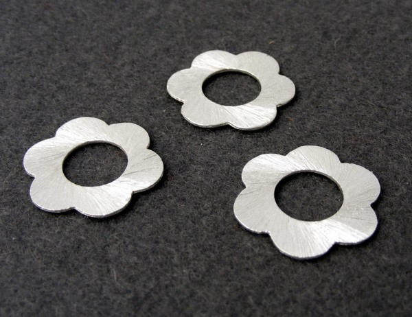 Blume, 20 mm, versilbert, matt gebürstet