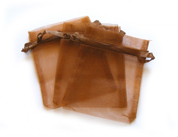 Schmuckbeutel Organza, braun, klein