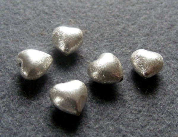 Herz, 10 mm, versilbert, matt gebürstet