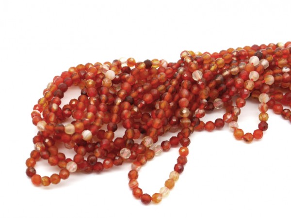 1 Strang Karneol facettiert, 3 mm, orange