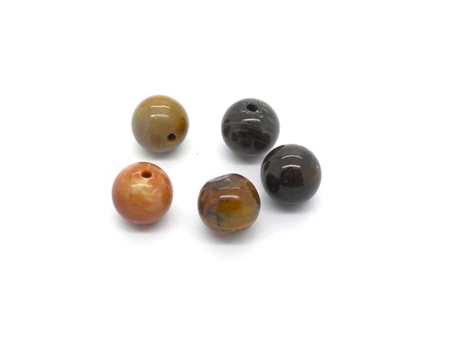 Versteinertes Holz, Kugel, 8 mm, braun, glanz