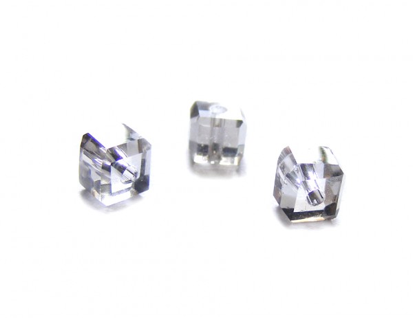 1 Strang Kristallglas Würfel, 4 mm, grau-irisierend