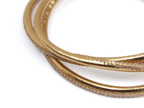 Lederband, 10 cm, 2,5 mm, gold/rose metallic
