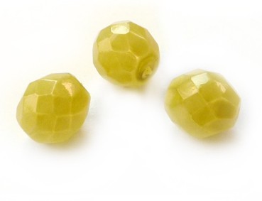 Kugel, 10 mm, gelbgrün, facettiert