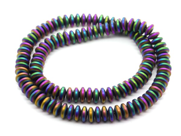 1 Strang Hämatit, 8 x 3 mm, regenbogenfarben
