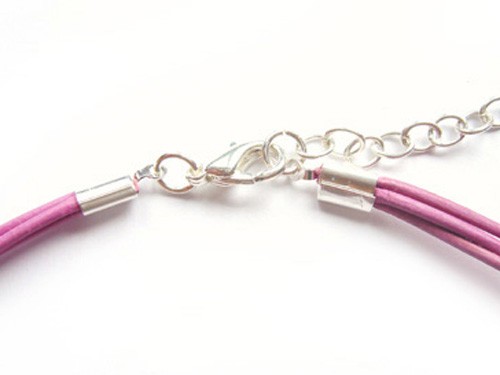 Lederkette dreireihig, 42 cm, rosa