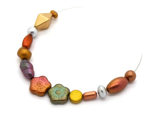 Perlen-Set, Glas, metallic