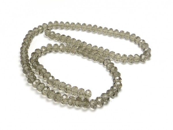 1 Strang Glasschliffperlen, 6 mm, grau