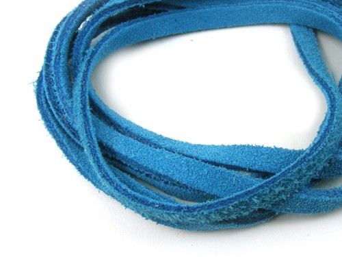 Velourleder, 4 mm, flach, türkisblau