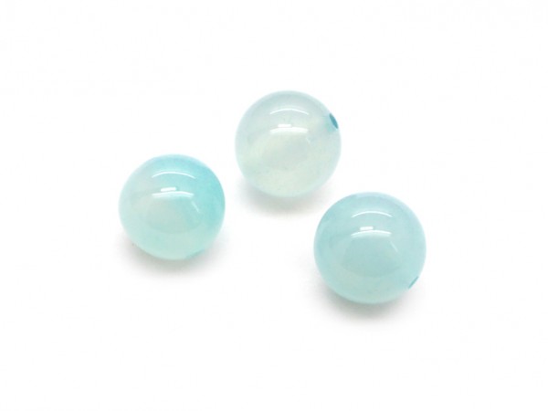 Jade, gefärbt, Kugel, 10 mm, hellblau