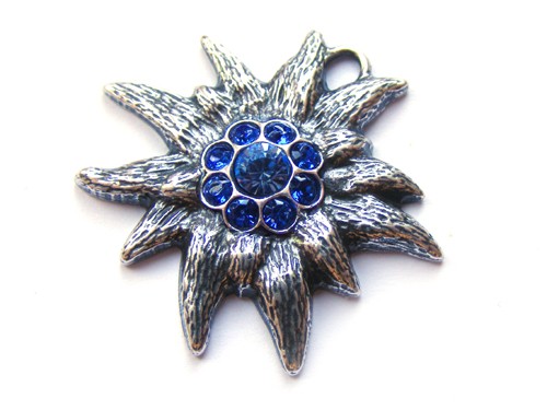 Edelweiß mit Swarovski®, 33 mm, blau