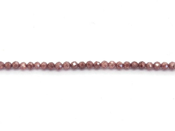 1 Strang facettierte Zirkonia, 3 mm, rund, Burgundy