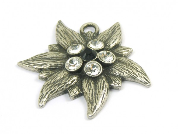 Edelweiß mit Swarovski®, 35 mm, transp-schwarz